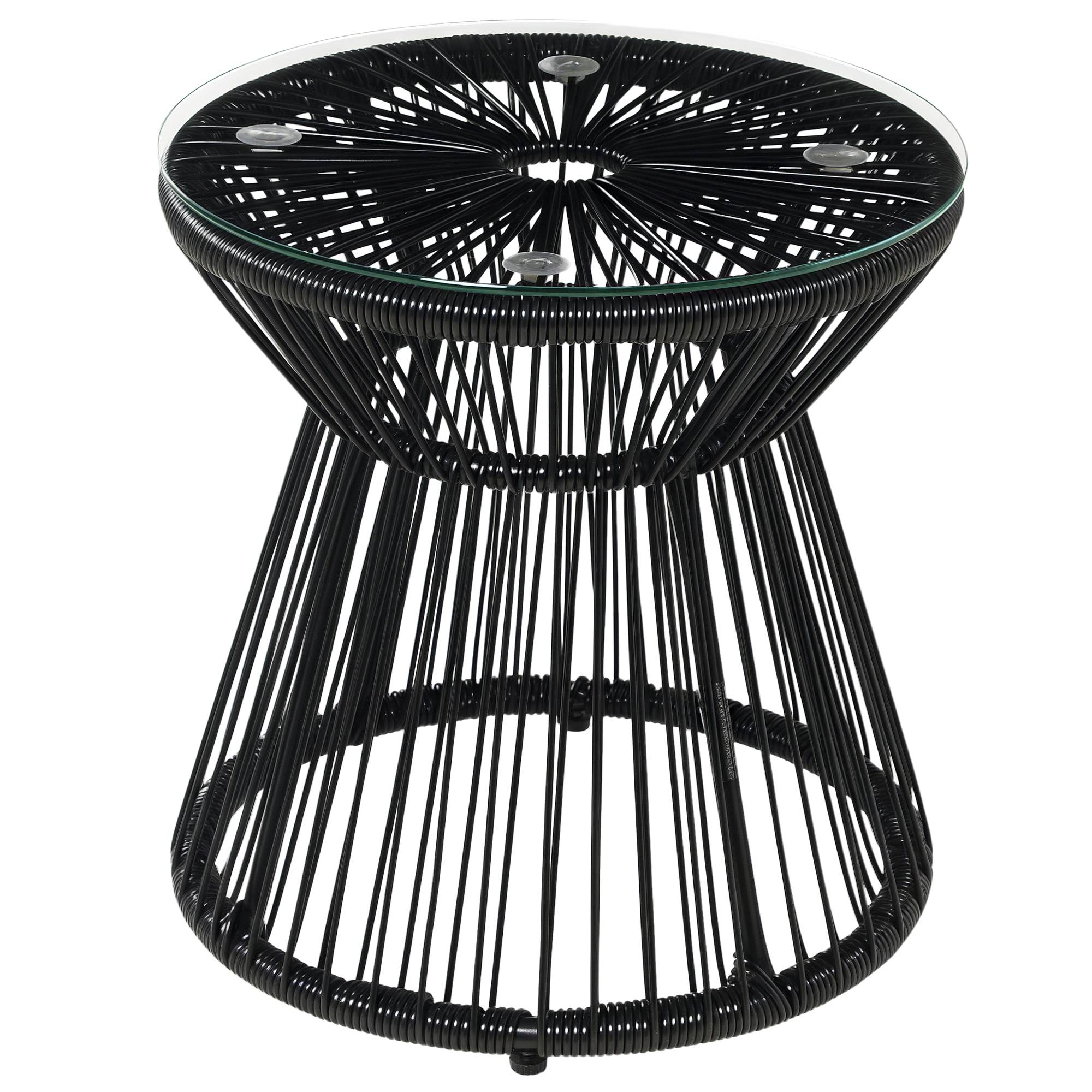 Sans Marque - Table jardin bohème intempéries rotin PE 40x40x42 cm noire - Image 1