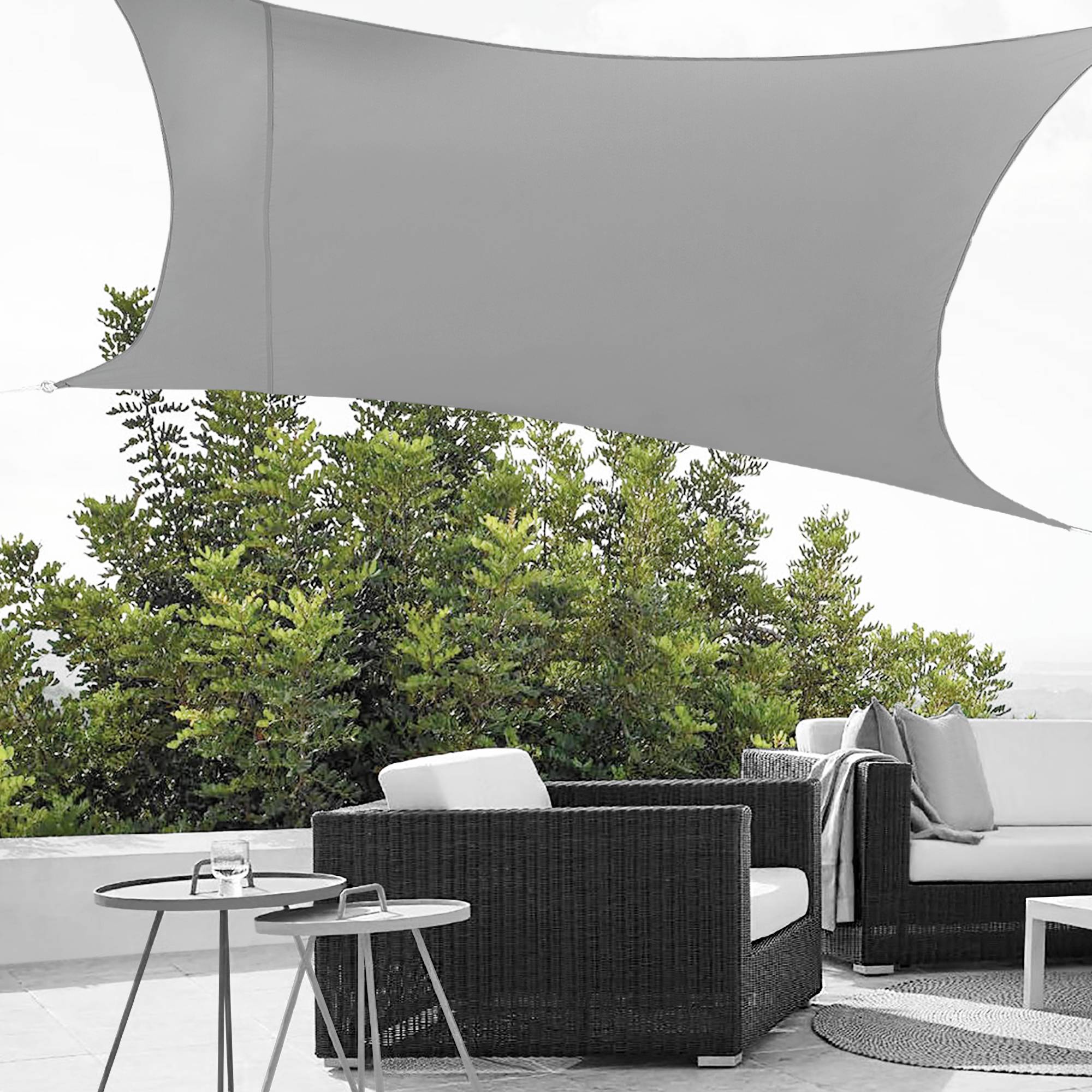 Voile d'Ombrage Lerma Rectangulaire Gris Clair 3 x 4 m [en.casa] - Image 6