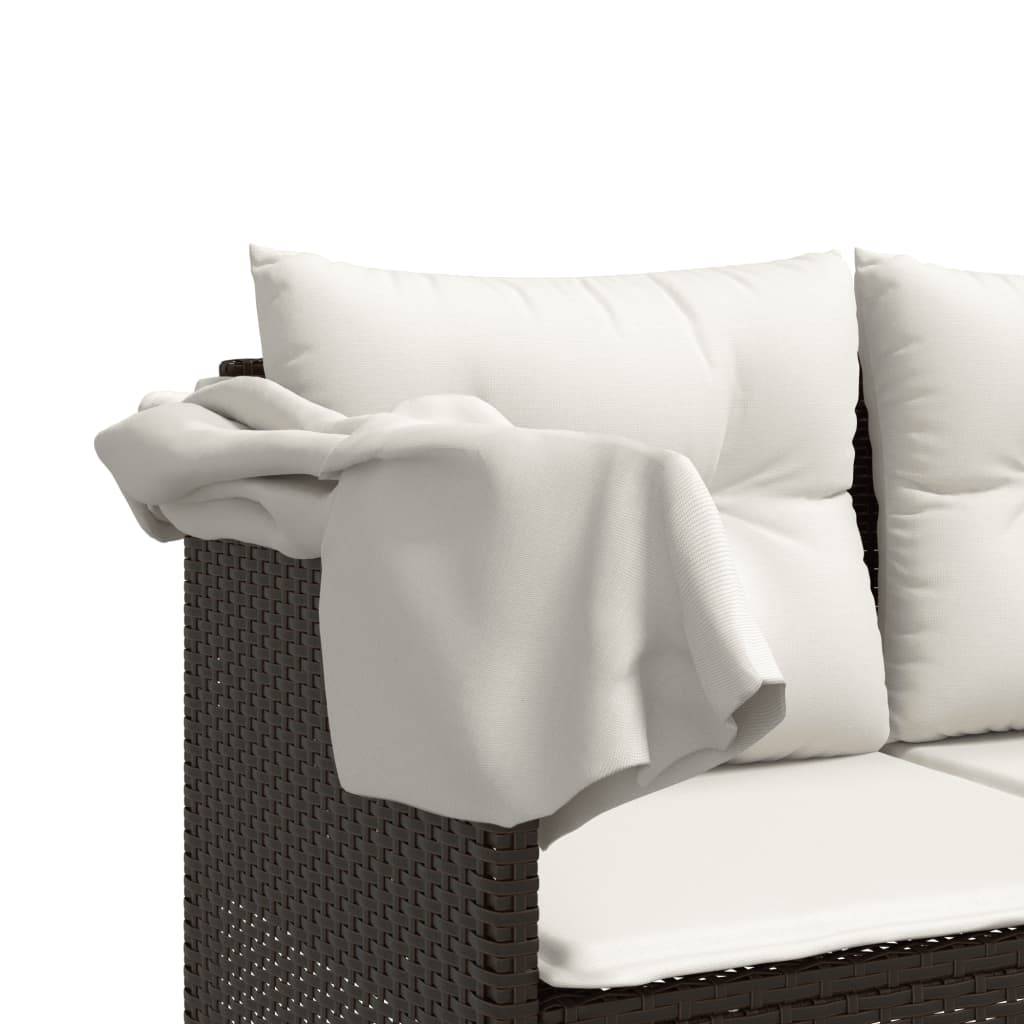 Chaise longue résine tressée marron avec auvent et coussins 204 x 75 x 140 cm, Poids :23.2kg - PANGIVO - Image 9
