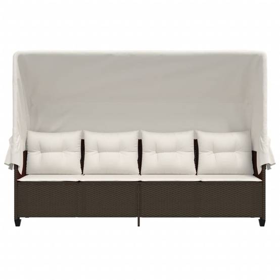 Chaise longue résine tressée marron avec auvent et coussins 204 x 75 x 140 cm, Poids :23.2kg - PANGIVO - Image 5