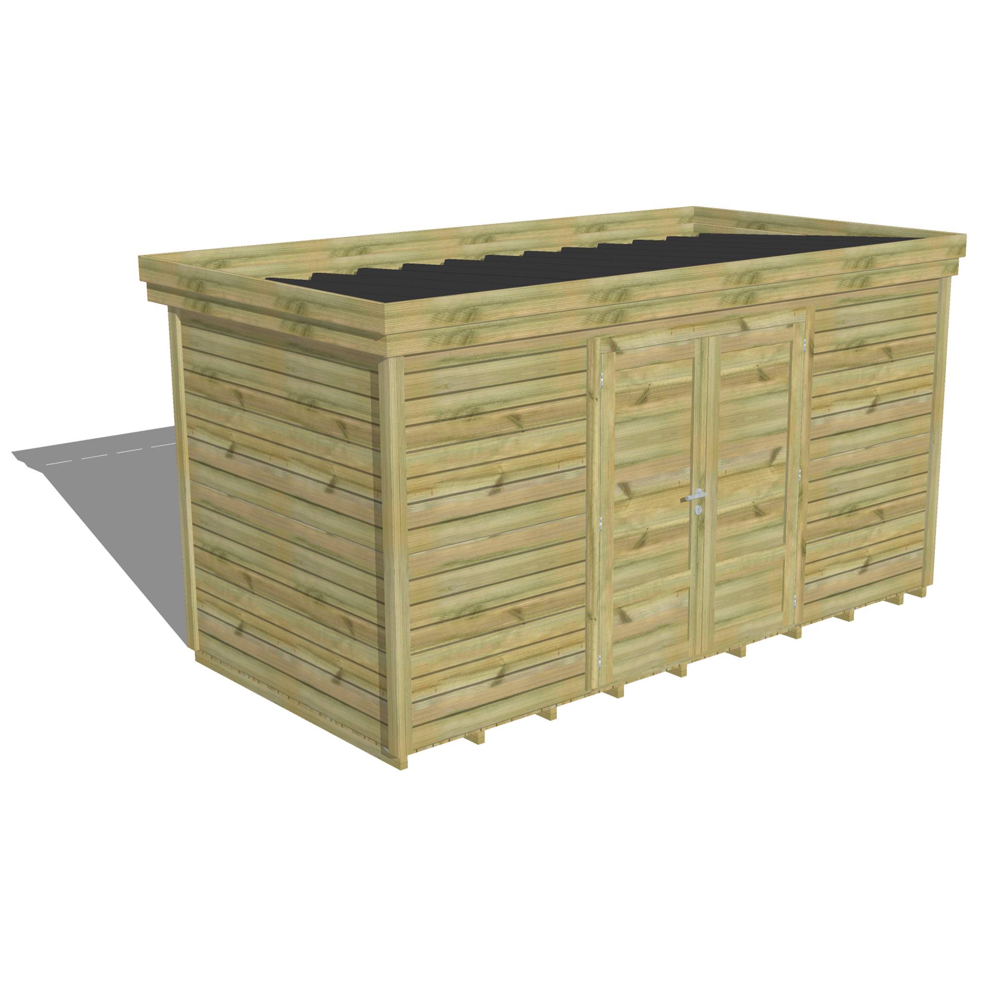 Abri Français - ABRI DE JARDIN bois autoclave 27mm - 4,34x2,14m / 9m2 - Bac acier - Plancher bois - Image 1