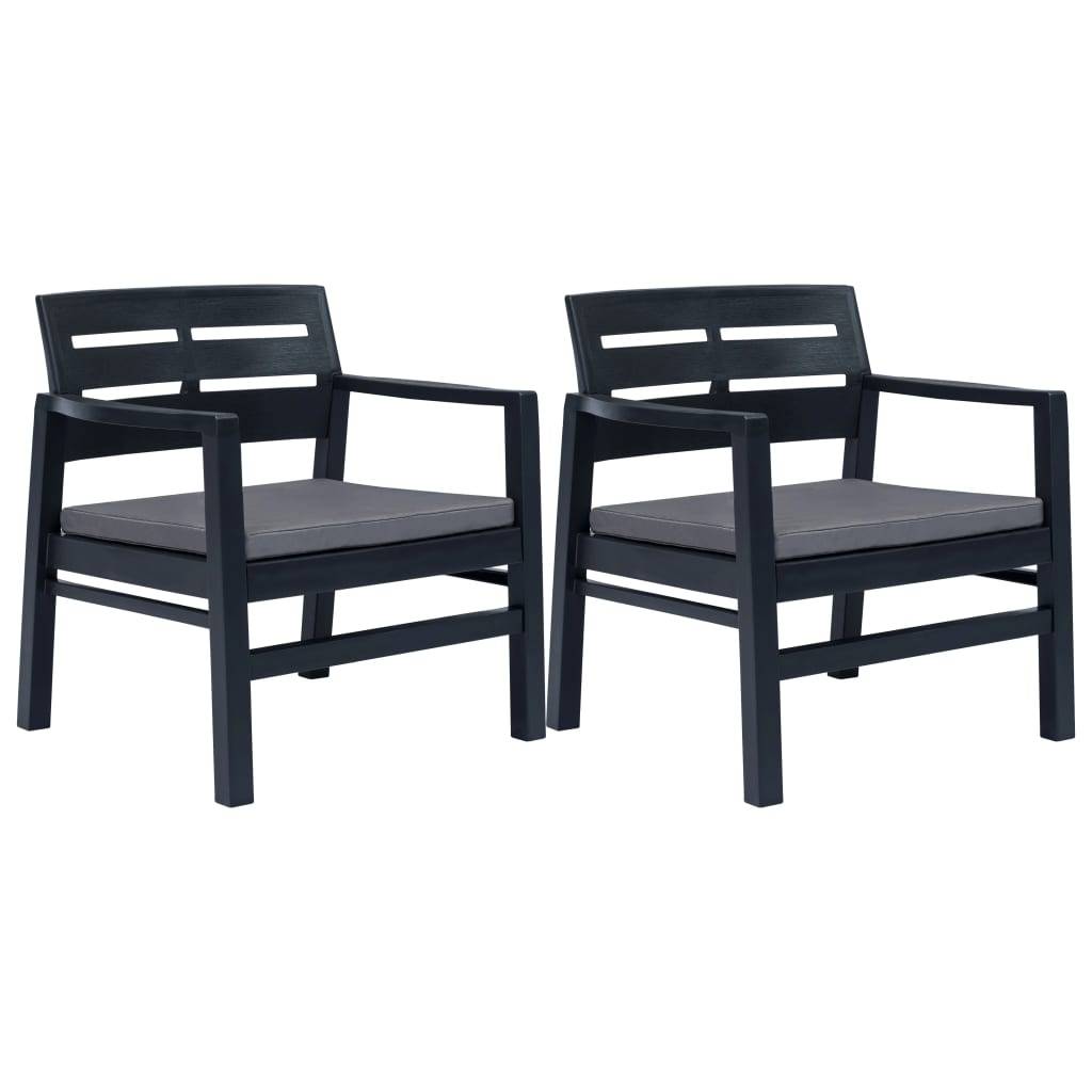 Vidaxl - Salon de jardin 3 pcs Plastique Anthracite vidaXL 45621 - Image 2