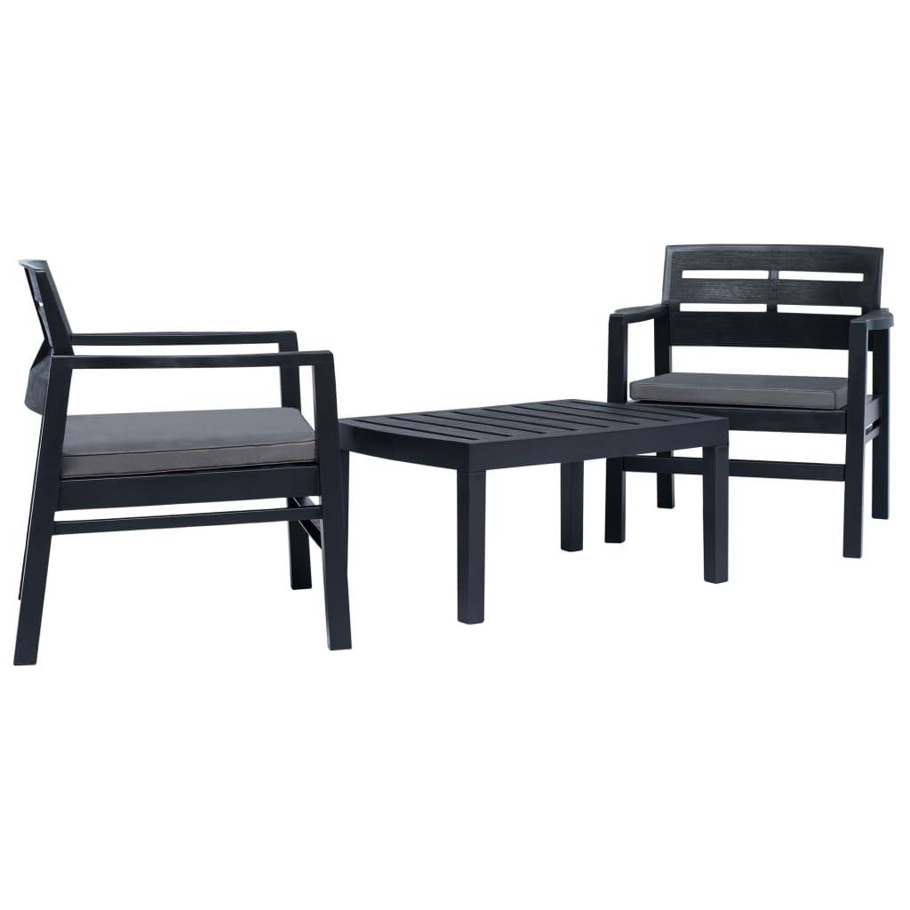 Vidaxl - Salon de jardin 3 pcs Plastique Anthracite vidaXL 45621 - Image 1