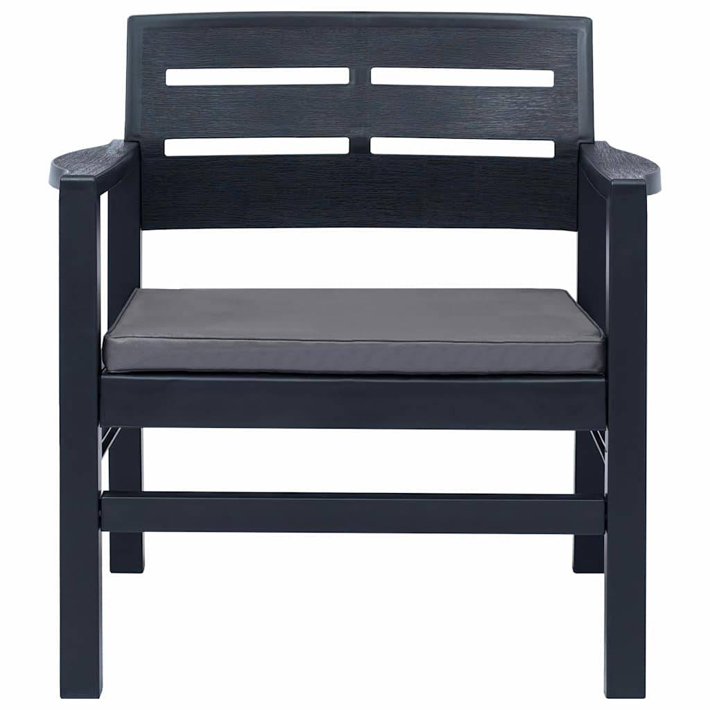 Vidaxl - Salon de jardin 3 pcs Plastique Anthracite vidaXL 45621 - Image 4