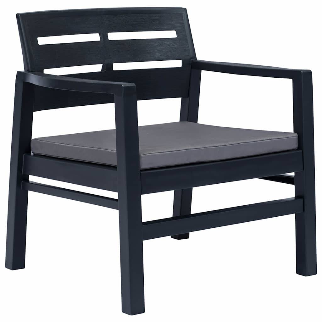 Vidaxl - Salon de jardin 3 pcs Plastique Anthracite vidaXL 45621 - Image 5
