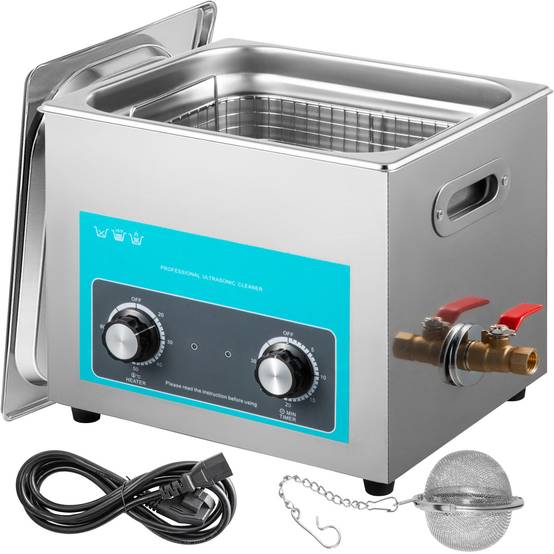 VEVOR Nettoyeur à ultrasons 15L, 40 kHz, cuve inox. Pour bijoux, lunettes, montre, dentier. - Image 8