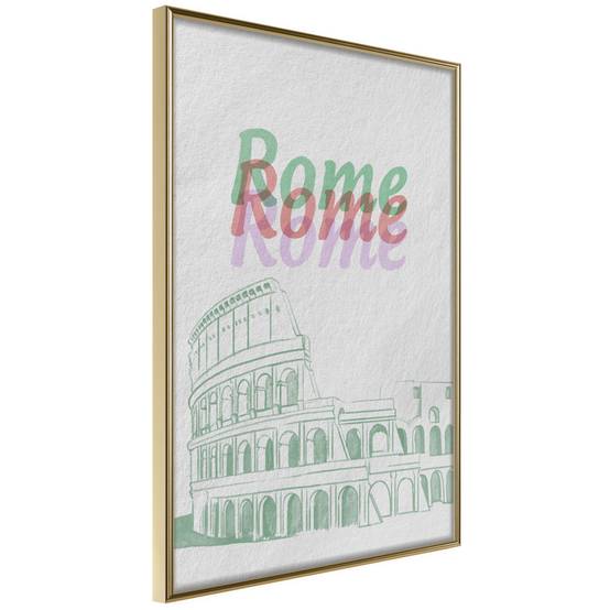 Affiche Murale Encadrée "Pastel Rome" 21 x 30 cm Or