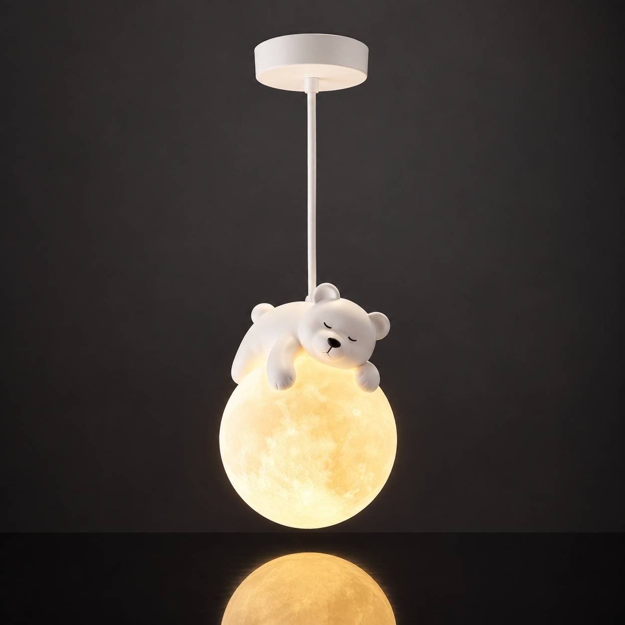 Lampadaire Suspendu 3D Lune Ours Dormant Décoratif LED - Image 3