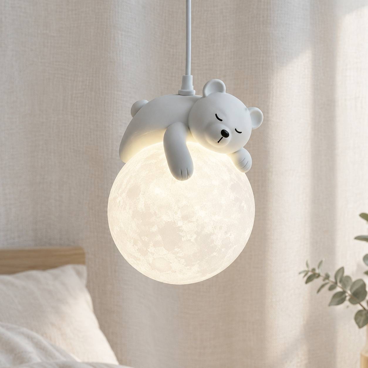 Lampadaire Suspendu 3D Lune Ours Dormant Décoratif LED - Image 7