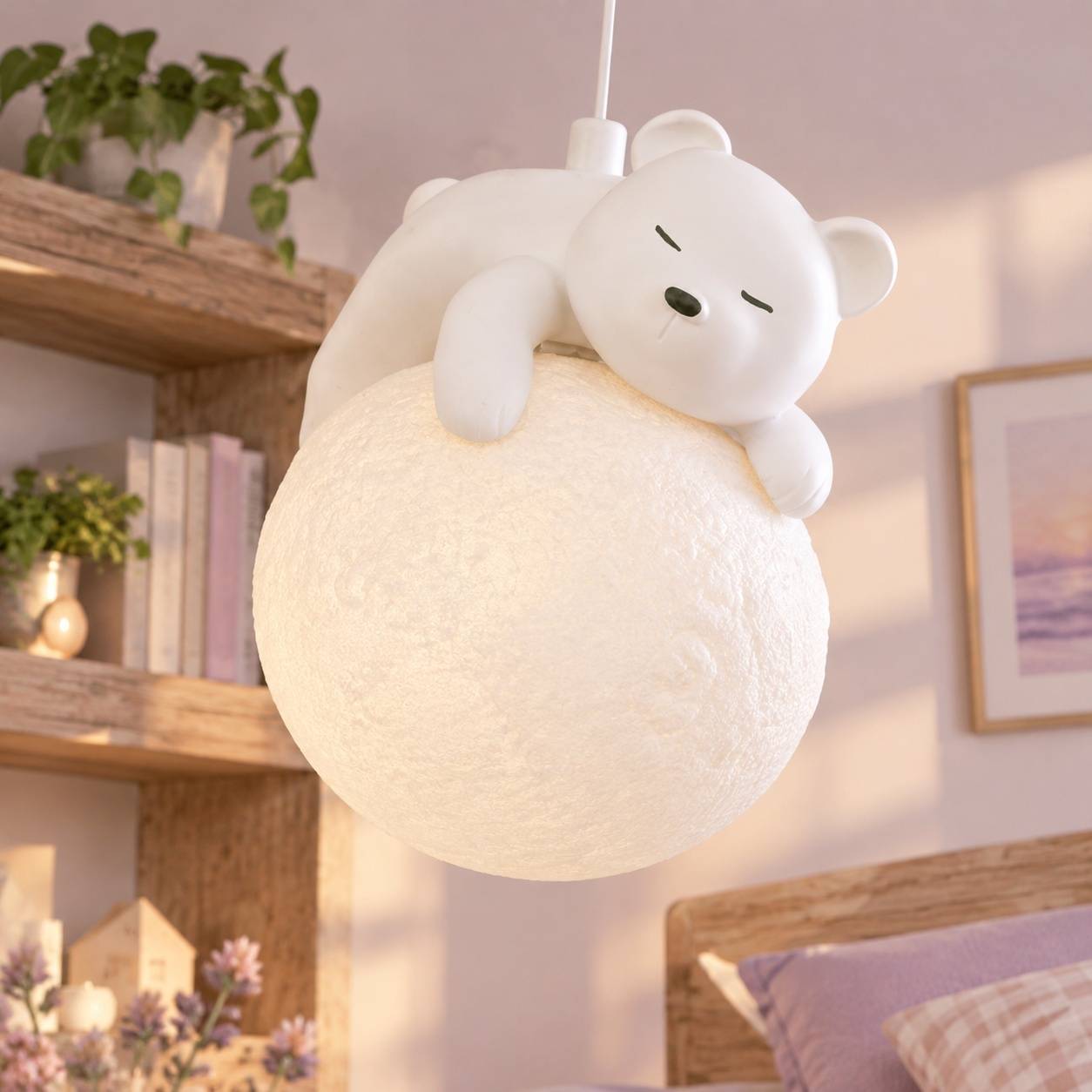 Lampadaire Suspendu 3D Lune Ours Dormant Décoratif LED - Image 8