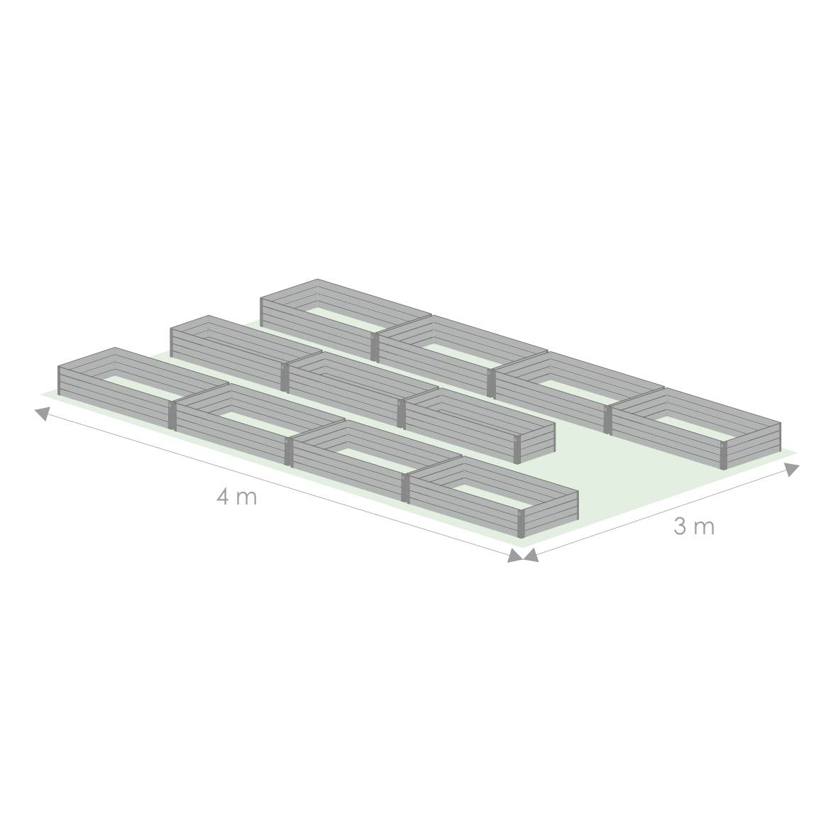 Kit de jardinière surélevées pour une serre 3x4 m, acier galvanisé, Klasika Greenhouses - Image 2