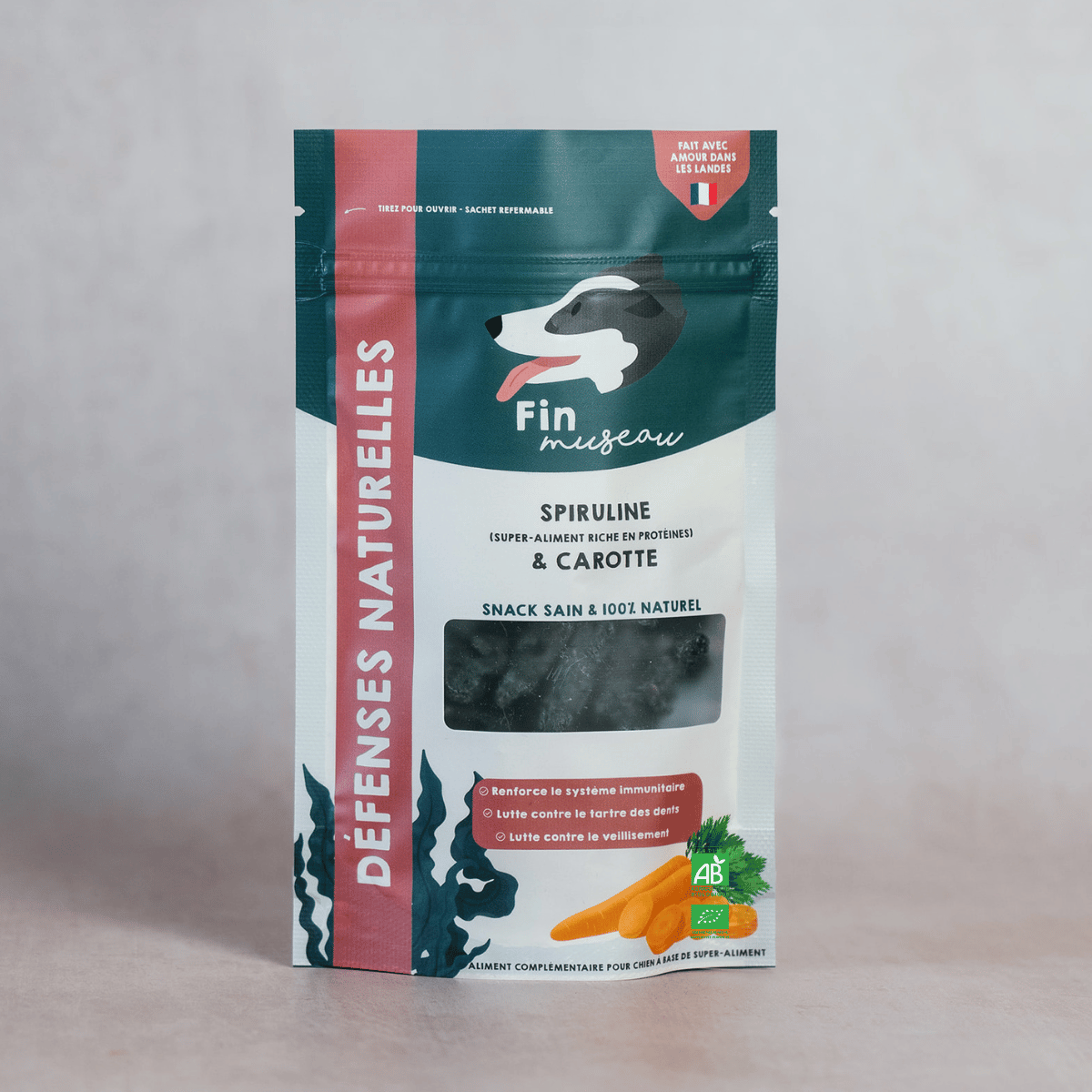 Fin Museau - Friandises Bio Sans Céréales Spiruline & Carottes pour Chien - Image 2
