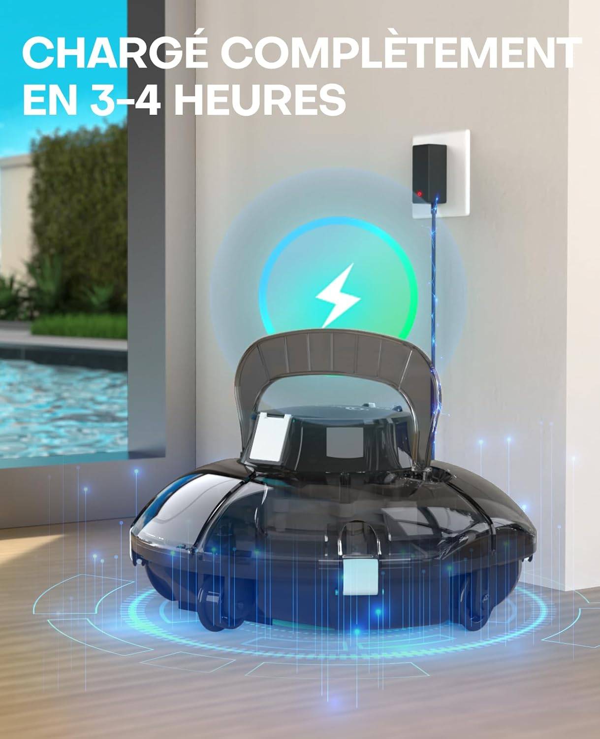 Robot Piscine Sans Fil WINNY 200 idéal pour Piscines Hors Sol ? Double Filtration, Autonomie 75 min, Léger et Compact - Image 5
