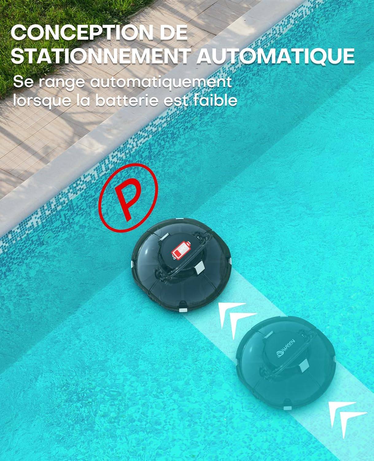 Robot Piscine Sans Fil WINNY 200 idéal pour Piscines Hors Sol ? Double Filtration, Autonomie 75 min, Léger et Compact - Image 4