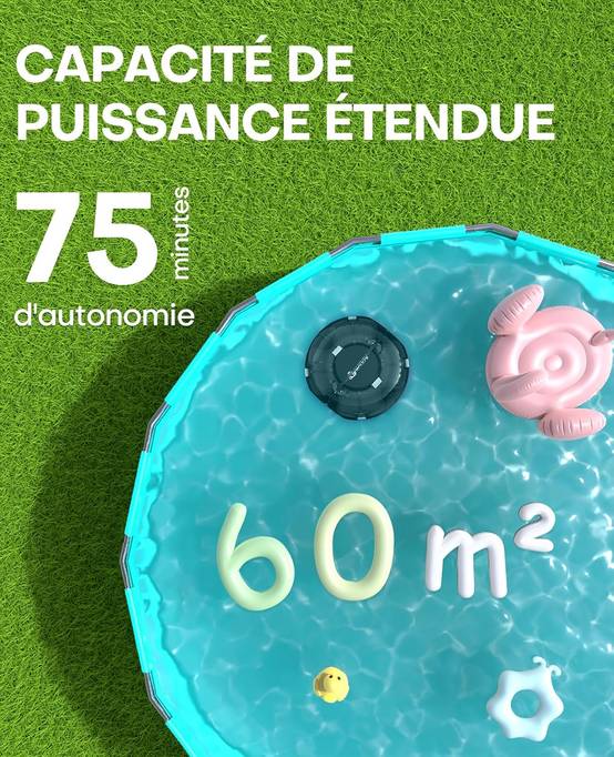 Robot Piscine Sans Fil WINNY 200 idéal pour Piscines Hors Sol ? Double Filtration, Autonomie 75 min, Léger et Compact - Image 6