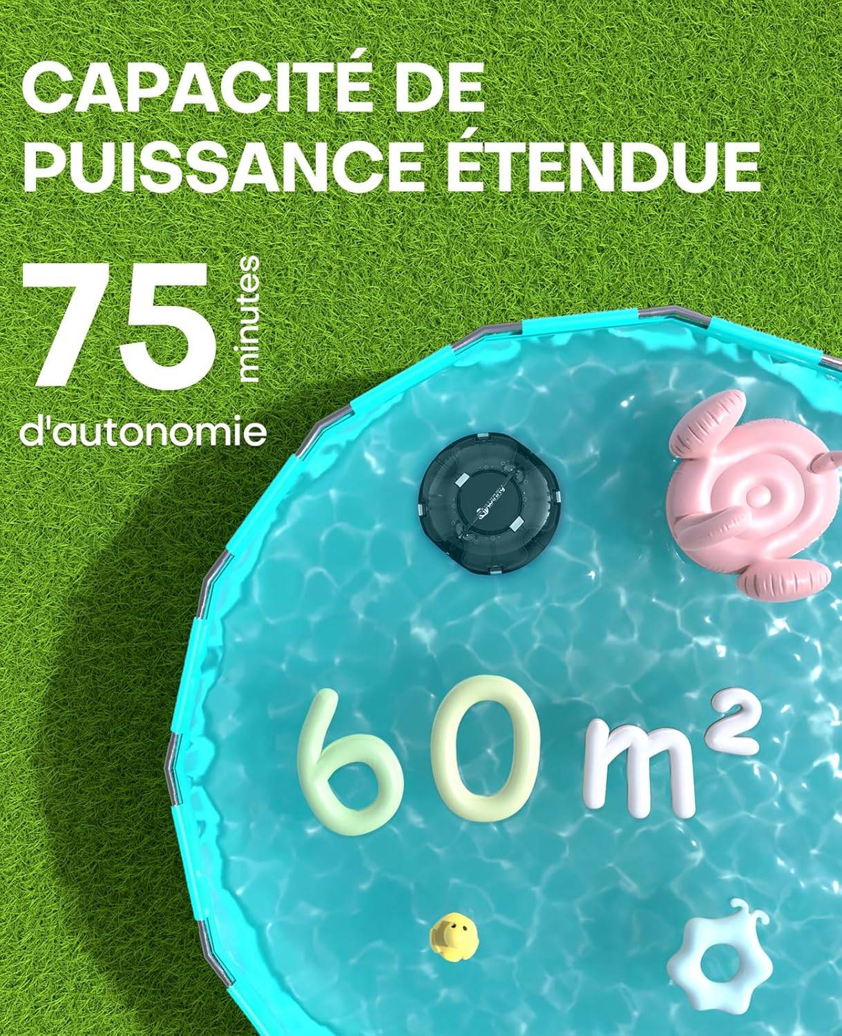 Robot Piscine Sans Fil WINNY 200 idéal pour Piscines Hors Sol ? Double Filtration, Autonomie 75 min, Léger et Compact - Image 6