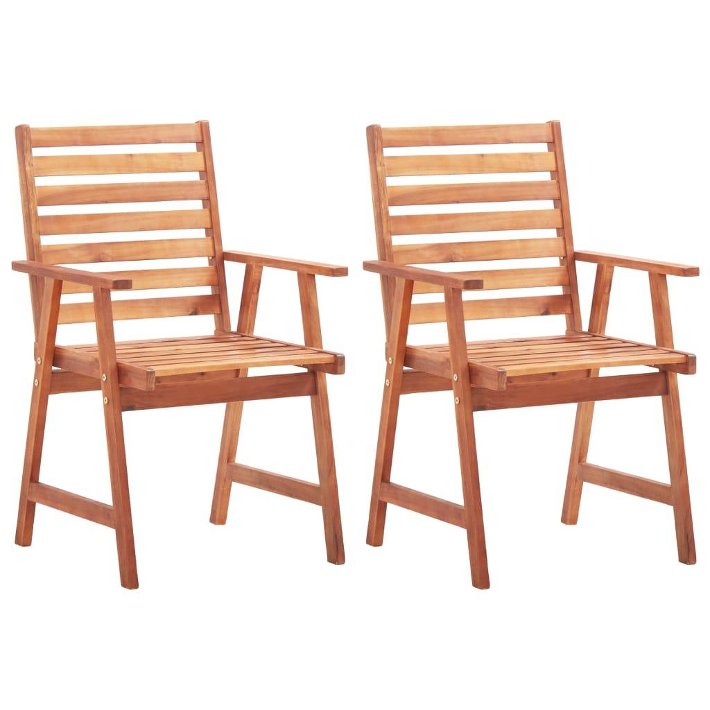 Chaises de jardin lot de 2 bois d'acacia naturel 56 x 62 x 92 cm - PANGIVO - Image 1