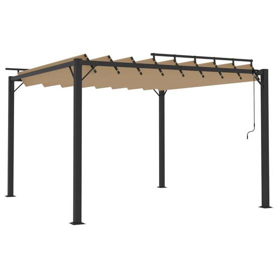 Pergola Bioclimatique Aluminium Toit à Persiennes Réglables pour Extérieur Taupe 3x3 m – ComfortXL Outdoor Living - Image 2