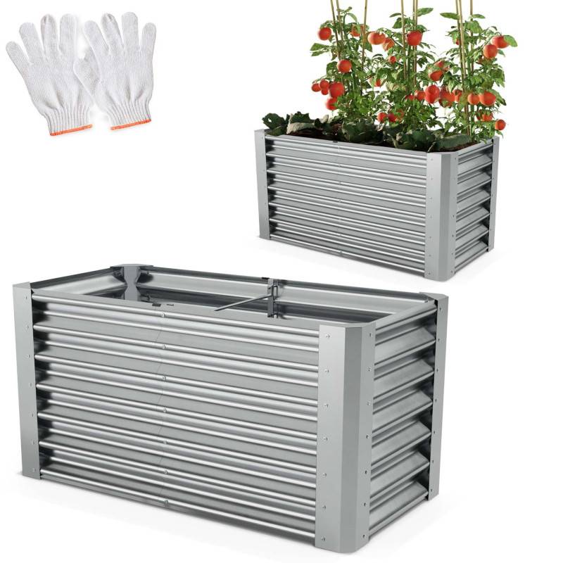 Carré Potager de Jardin surélevé en acier argenté 60x60x120cm L pour balcon ou jardin - Image 6
