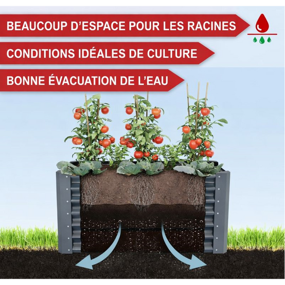 Carré Potager de Jardin surélevé en acier argenté 60x60x120cm L pour balcon ou jardin - Image 5