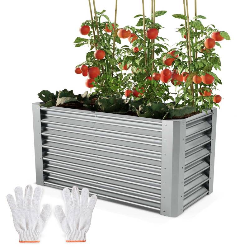 Carré Potager de Jardin surélevé en acier argenté 60x60x120cm L pour balcon ou jardin - Image 1