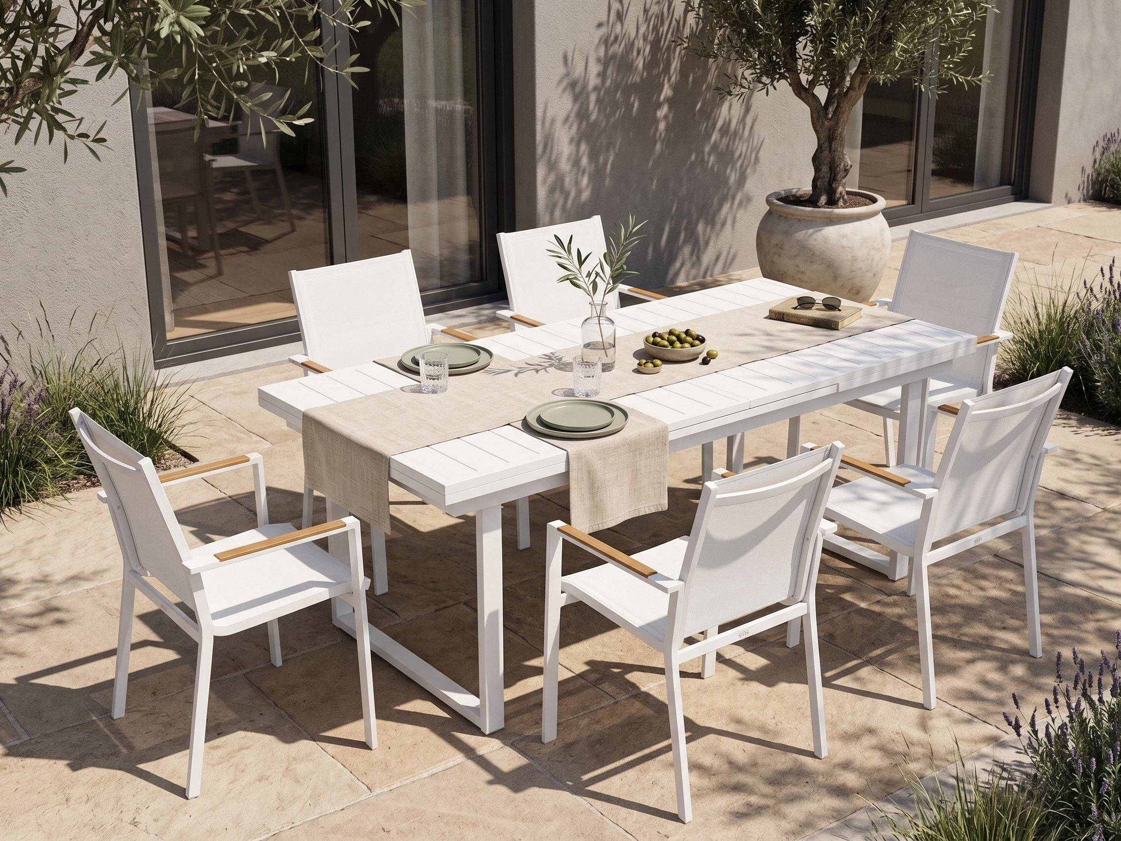 Beliani - Set de salle à manger, 6 Personnes Aluminium Blanc VALCANETTO/BUSSETO - Beliani - Image 1