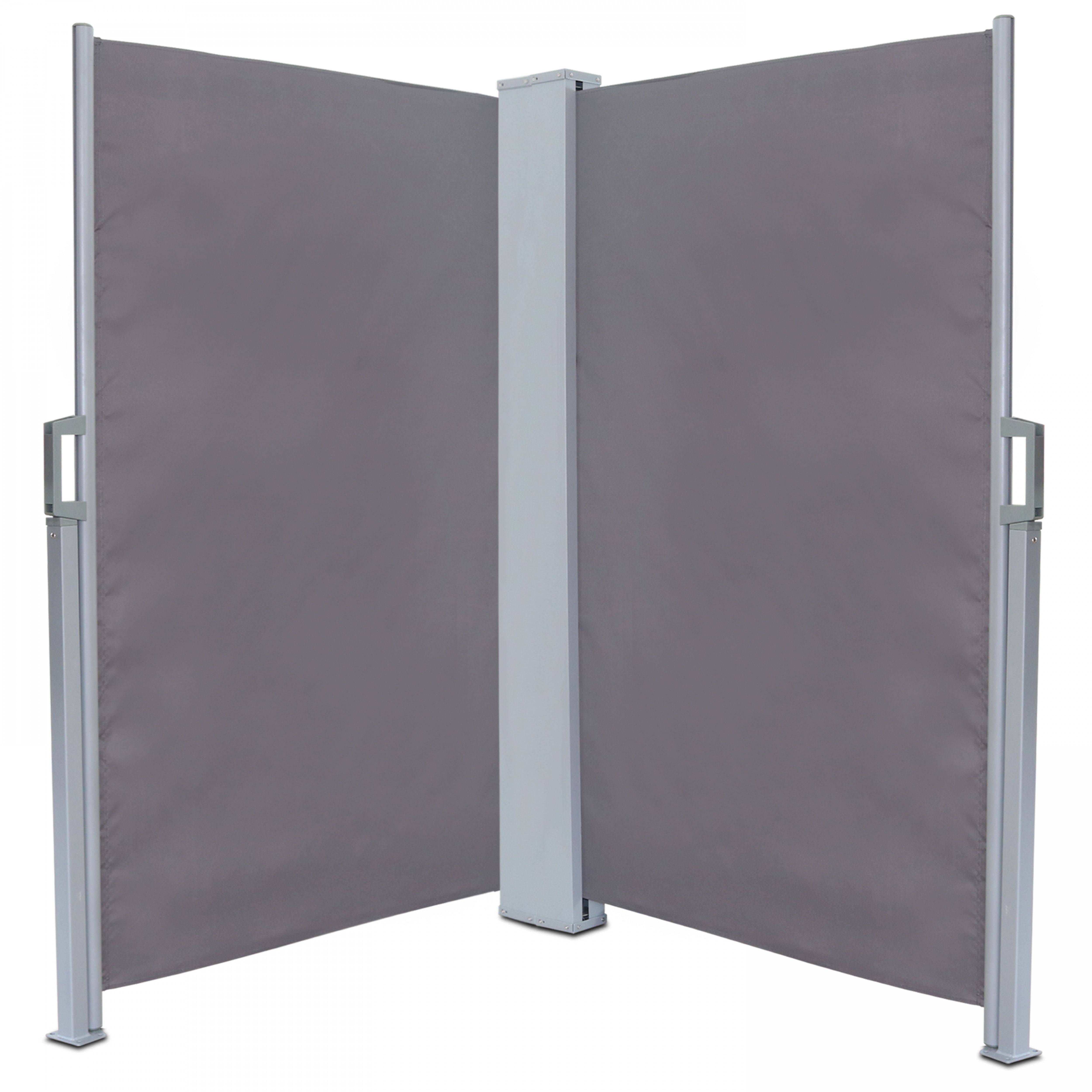 Oviala - Double paravent brise vue occultant rétractable - 6 x 1,60 m gris - Oviala - Image 1