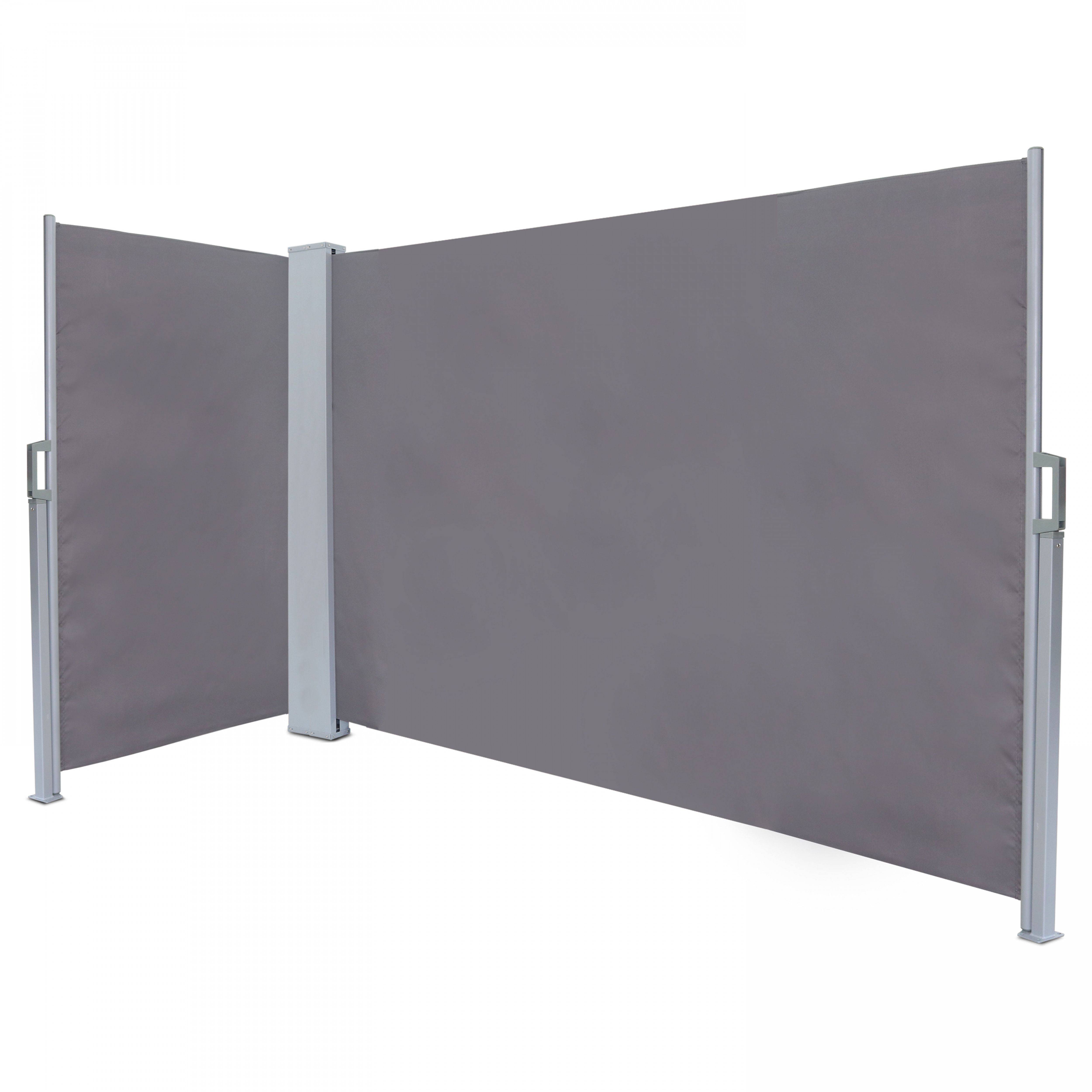 Oviala - Double paravent brise vue occultant rétractable - 6 x 1,60 m gris - Oviala - Image 2