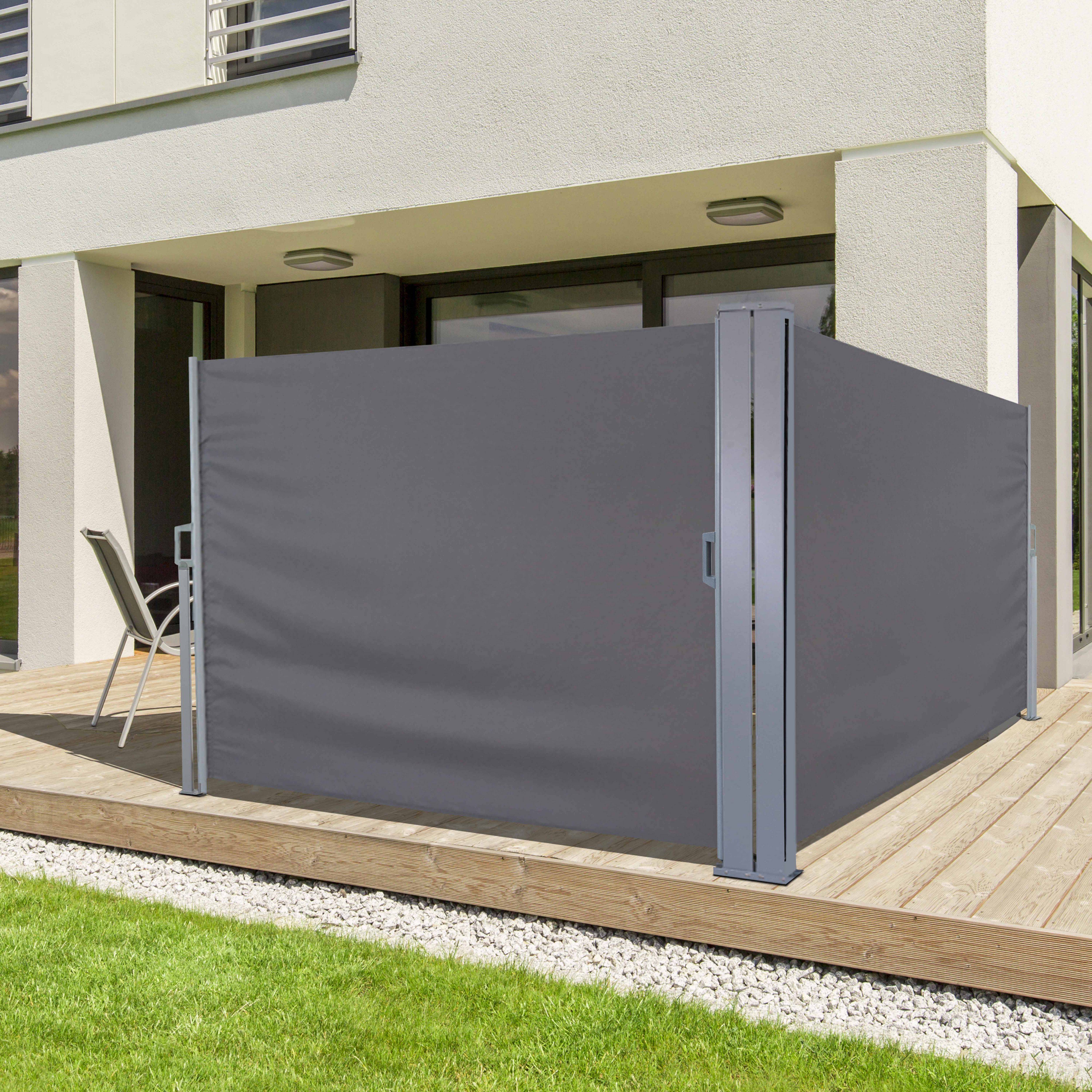 Oviala - Double paravent brise vue occultant rétractable - 6 x 1,60 m gris - Oviala - Image 3