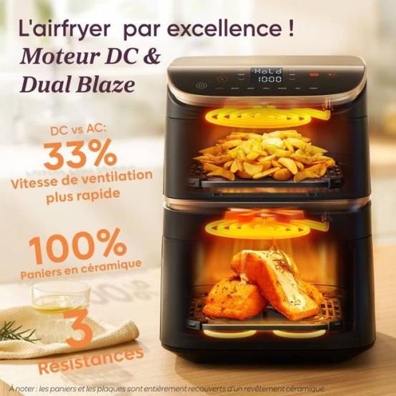 Iceagle Friteuse sans Huile Dual Zone Air Fryer 11L - XXL Friteuse à Iceagle Friteuse sans Huile Dual Zone Air Fryer 11L - XXL Friteuse à