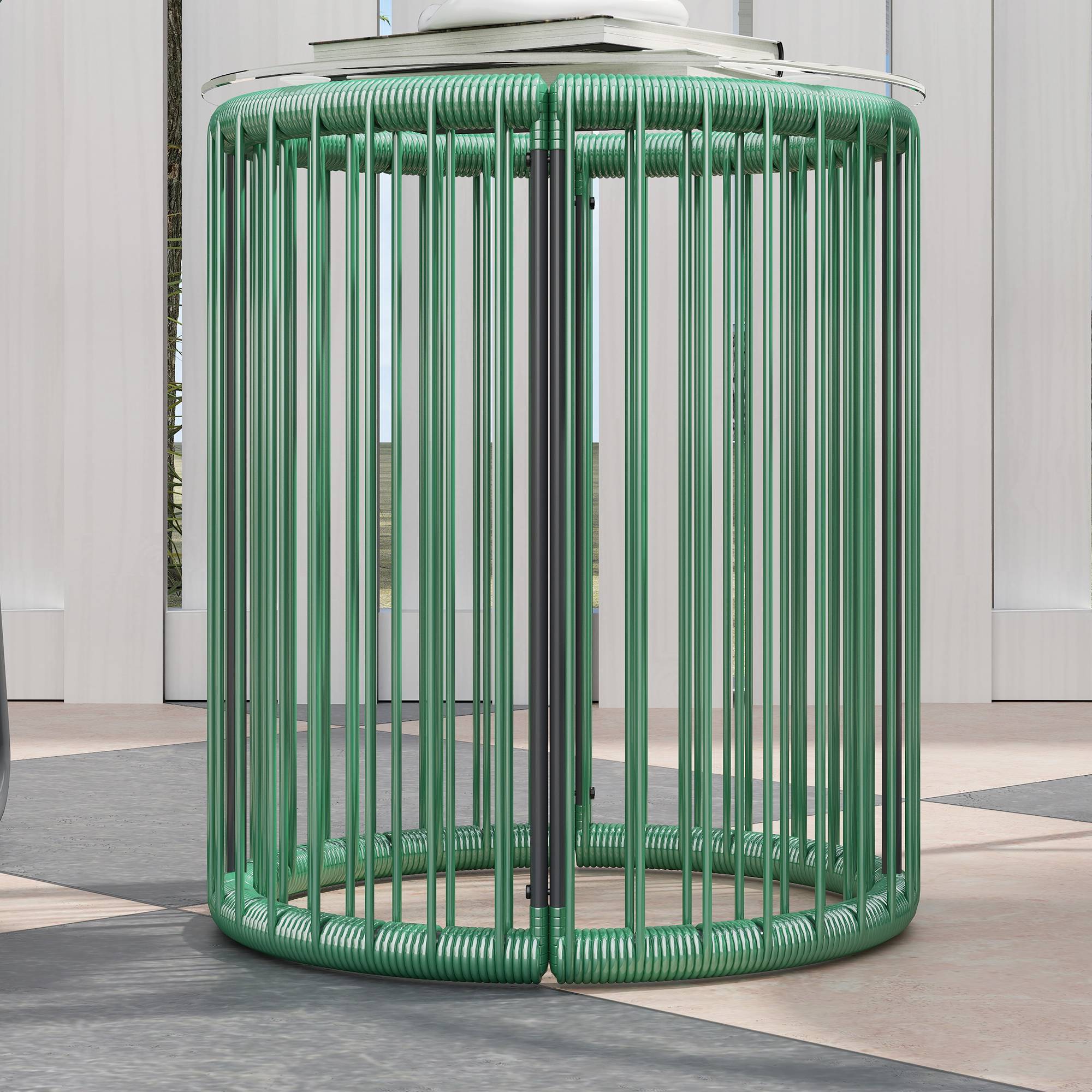 Salon de Jardin Filaire Polyrotin 3 Pièces Balcon Terrasse Vert - ComfortXL Outdoor Living - Image 7