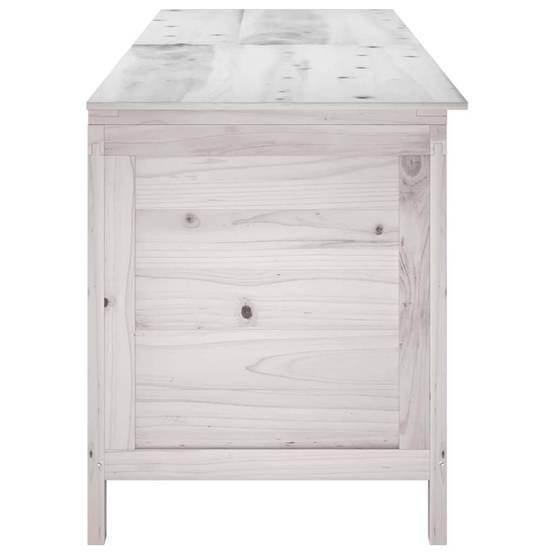 Boîte de rangement jardin bois massif blanc 198.5 x 50 x 56.5 cm - PANGIVO - Image 5