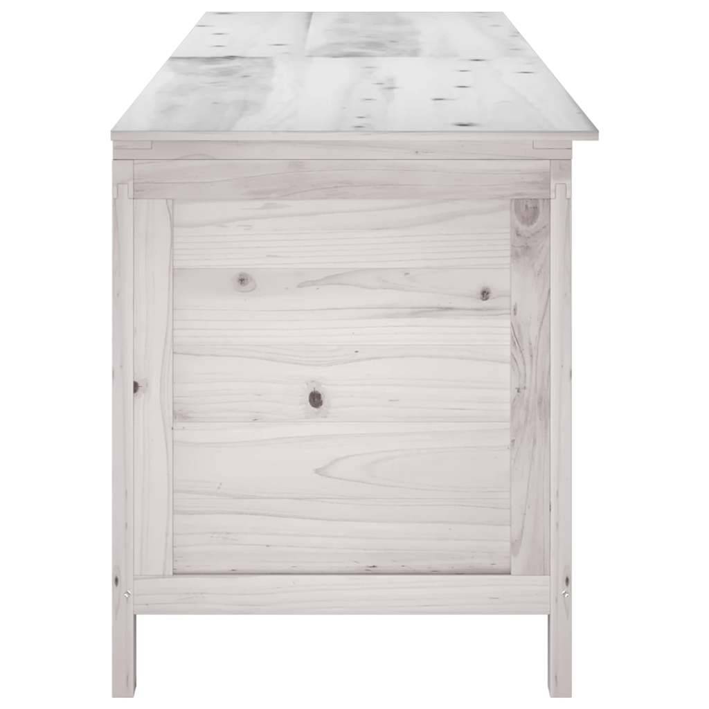 Boîte de rangement jardin bois massif blanc 198.5 x 50 x 56.5 cm - PANGIVO - Image 5