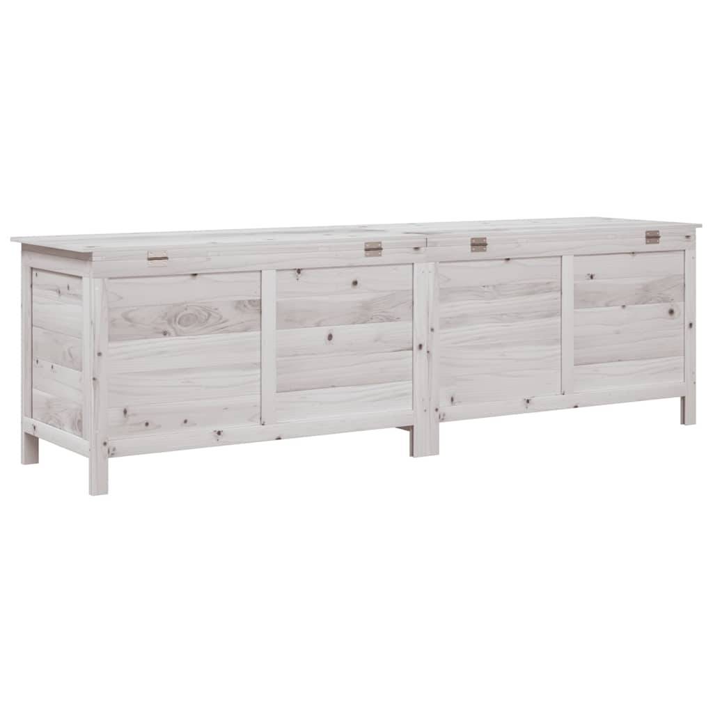 Boîte de rangement jardin bois massif blanc 198.5 x 50 x 56.5 cm - PANGIVO - Image 6