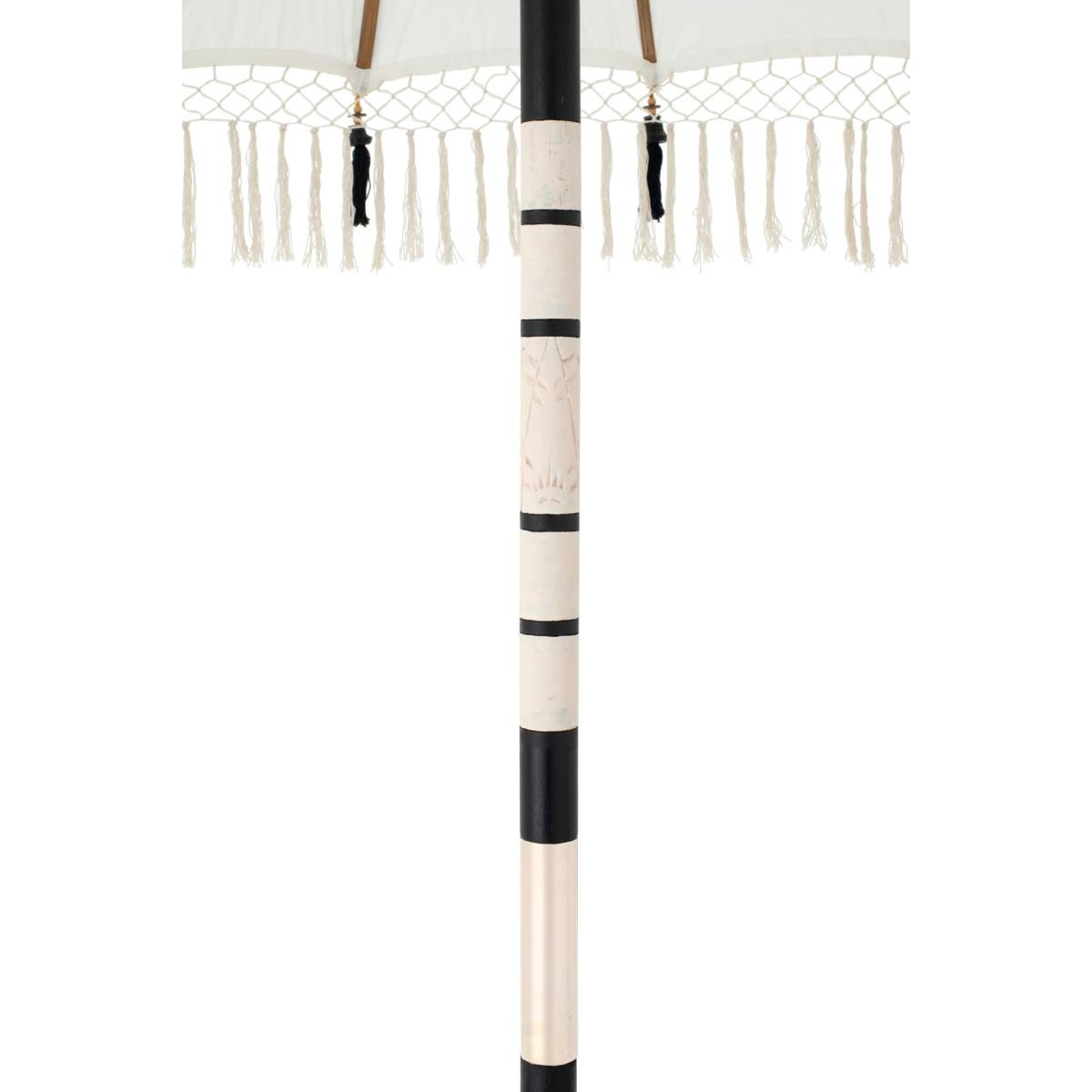 J-Line - Parasol Rond à Franges "Flavie" 180cm Écru & Noir - Image 5