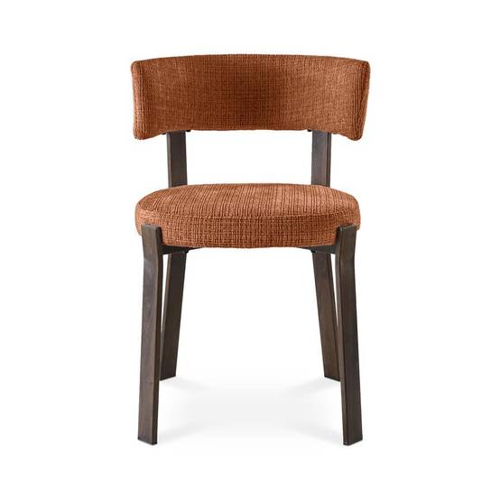 Sicaan Lot de 4 chaises style japandi tissu chenille terracotta pieds métal effet noyer - ZOE - Image 6