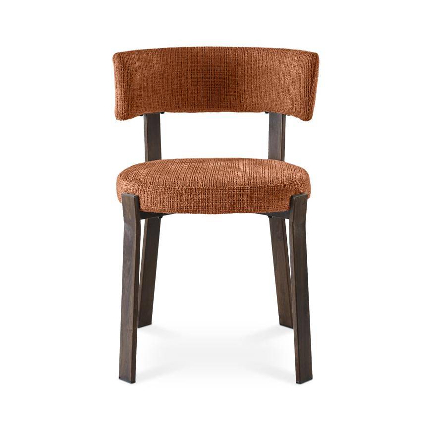Sicaan Lot de 4 chaises style japandi tissu chenille terracotta pieds métal effet noyer - ZOE - Image 6