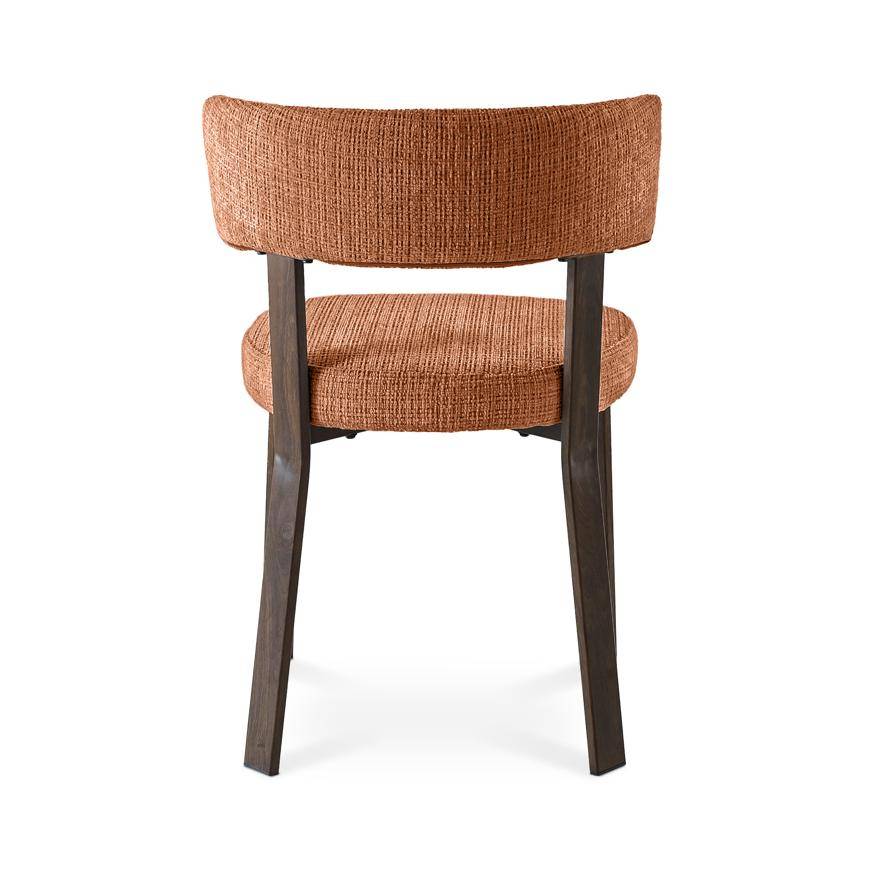 Sicaan Lot de 4 chaises style japandi tissu chenille terracotta pieds métal effet noyer - ZOE - Image 5