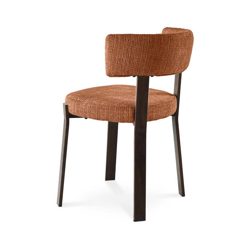 Sicaan Lot de 4 chaises style japandi tissu chenille terracotta pieds métal effet noyer - ZOE - Image 4