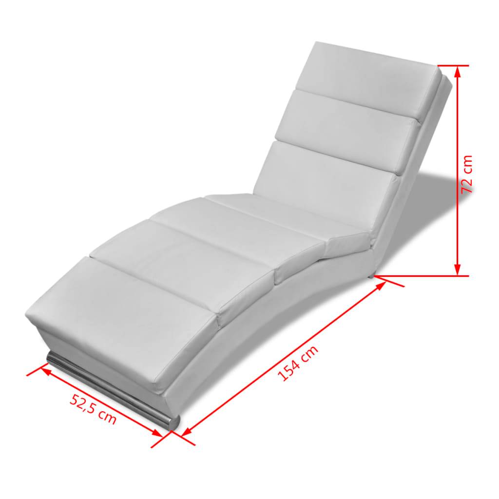 Maison Chic - Chaise longue | Transat | Bain de soleil Blanc Similicuir - Image 5