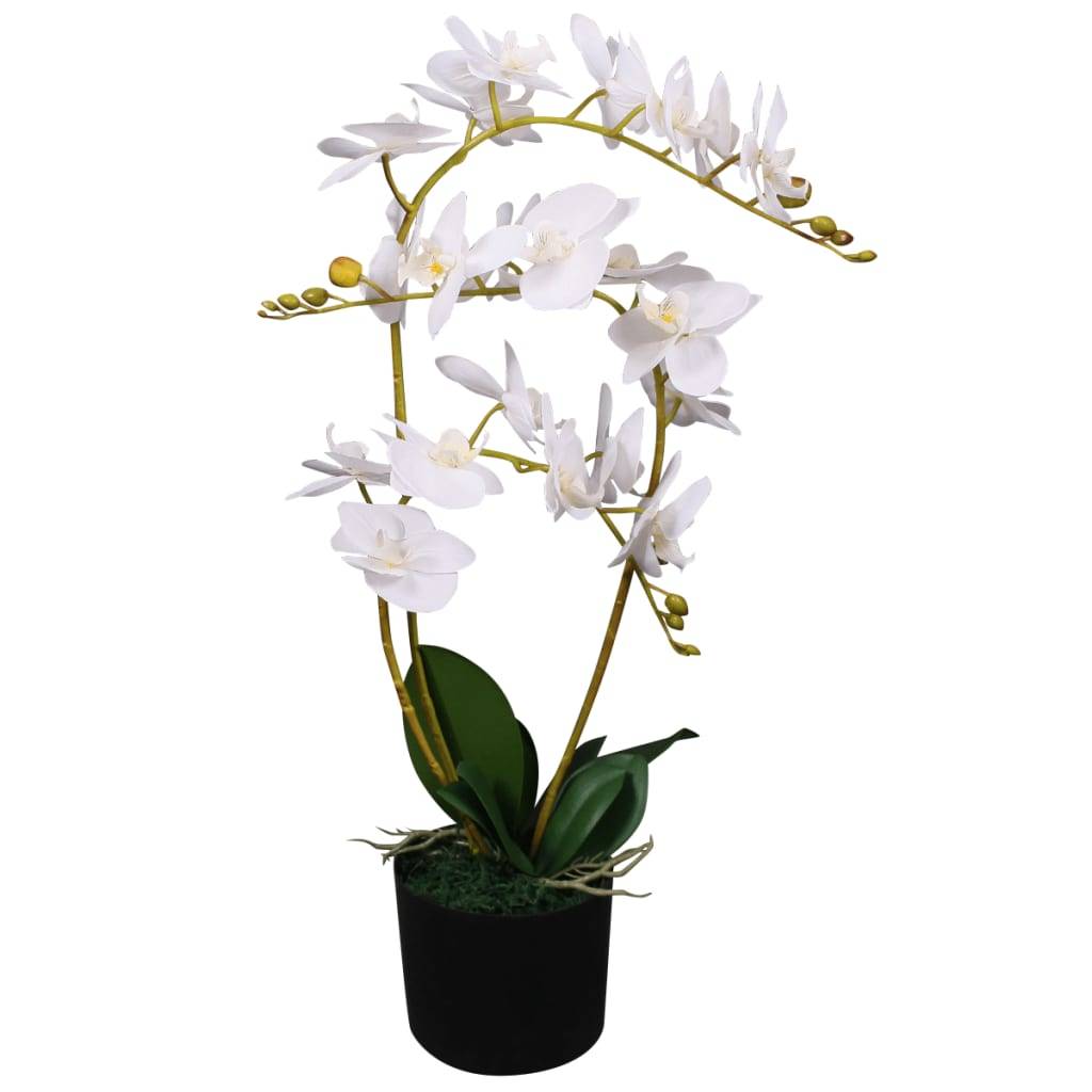 Orchidée artificielle polyester blanc 15 x 15 x 65 cm - PANGIVO - Image 1