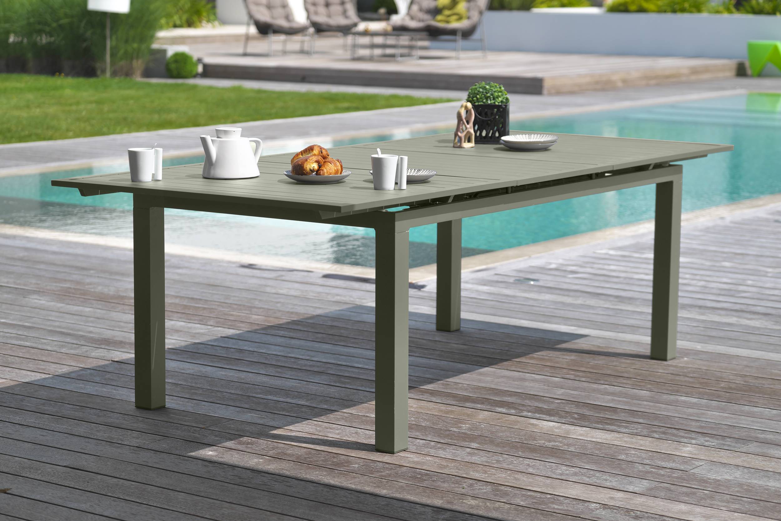Dcb Garden - Table de jardin MIAMI 240/300 cm en aluminium kaki - DCB GARDEN - Image 1