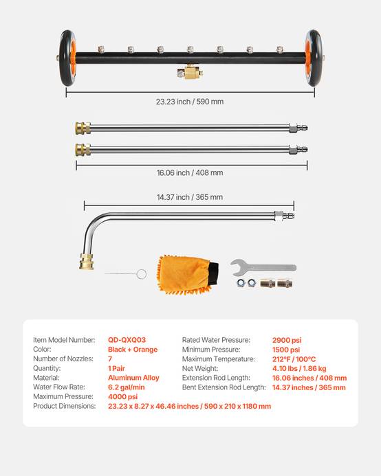 VEVOR Nettoyeur surface HP 590mm, acier inox, réglage angle, 7 buses. - Image 7