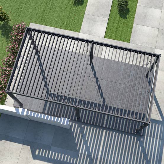 Ombrea - Pergola bioclimatique Ombréa autoportante VS - 3x6M Anthracite + 2 stores - Image 4