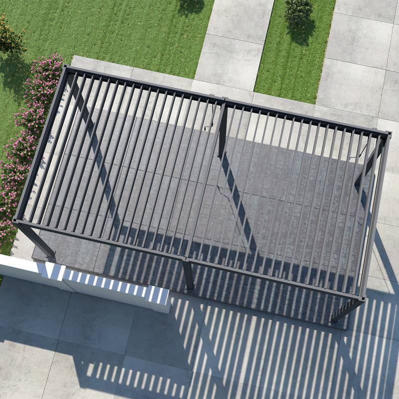 Ombrea - Pergola bioclimatique Ombréa autoportante VS - 3x6M Anthracite + 2 stores - Image 4
