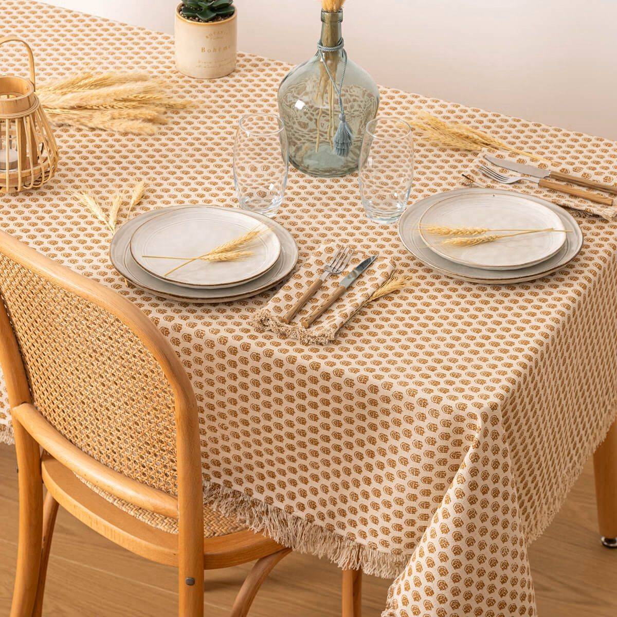 Lot de 2 serviettes de table en coton Beige et Cannelle 40 x 40 cm - Image 3