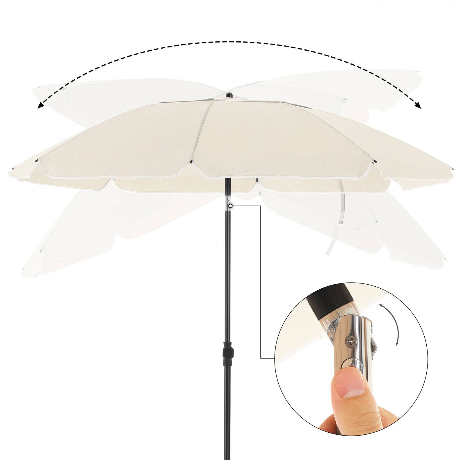 Helloshop26 - Parasol de jardin diamètre 2 m ombrelle protection UPS 50+ inclinable portable résistant au vent baleines en fibre de verre avec sac beige - Image 3