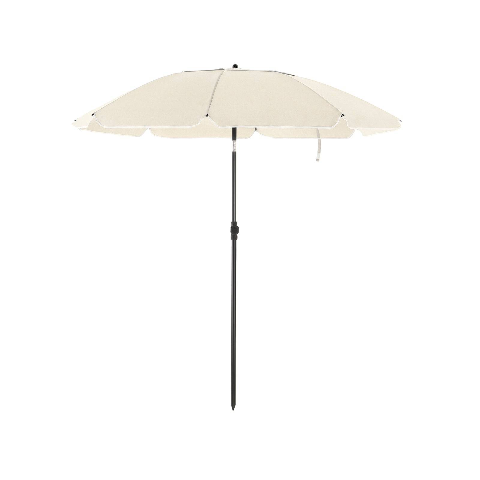 Helloshop26 - Parasol de jardin diamètre 2 m ombrelle protection UPS 50+ inclinable portable résistant au vent baleines en fibre de verre avec sac beige - Image 1