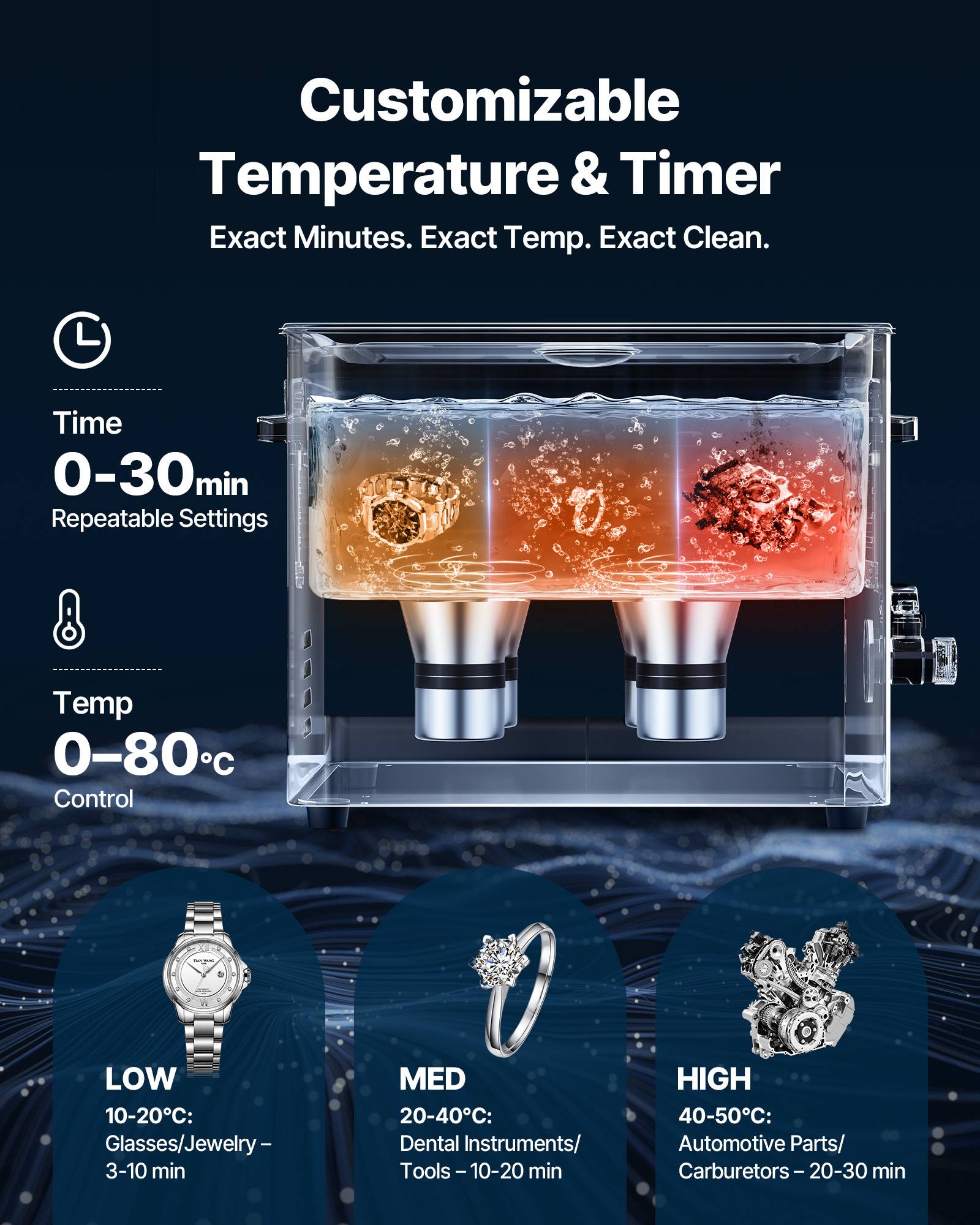 Vevor - VEVOR Nettoyeur à ultrasons 15 L, 240 W ultrasonique 40 kHz, panier inox et affichage numérique, pour bijoux montres lunettes et pièces - Image 5