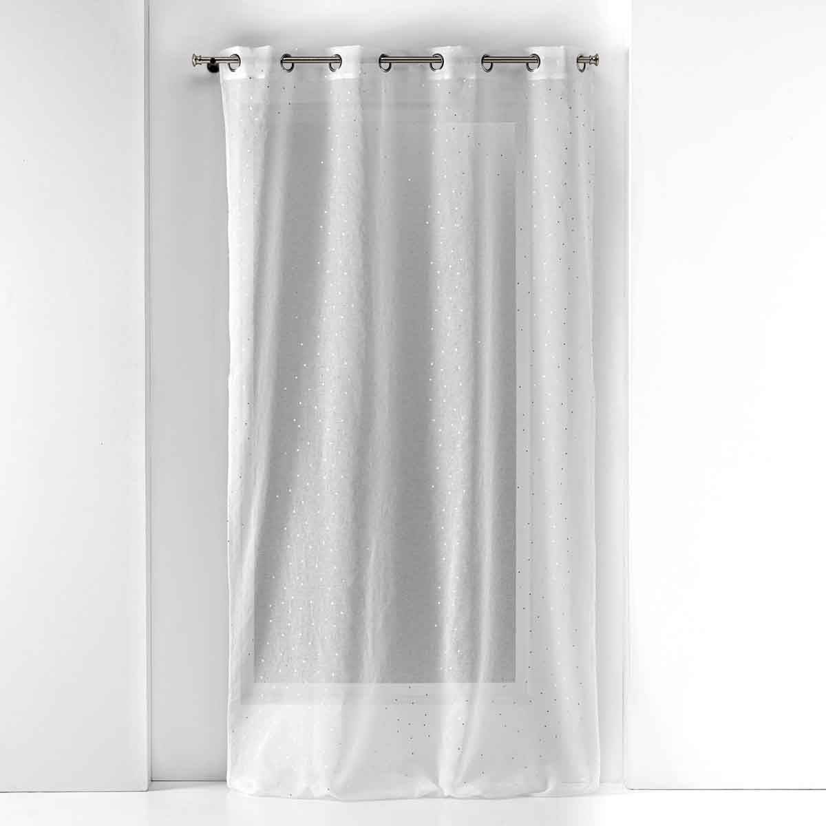 Rideau Voilage à Œillets "Goutteline" 140x240cm Blanc - Image 1